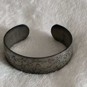 Vintage Kirk Stieff Pewter Engraved Cuff Bracelet